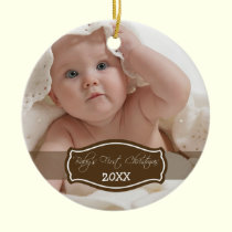 Custom Baby's First Christmas Ornament (chocolate) ornaments