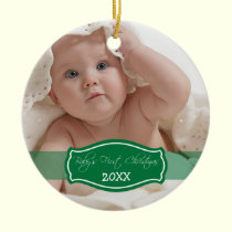 Custom Baby's First Christmas Ornament (green) ornaments