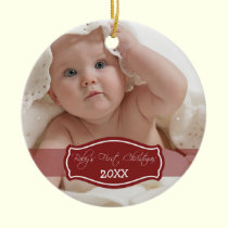Custom Baby's First Christmas Ornament (red) ornaments