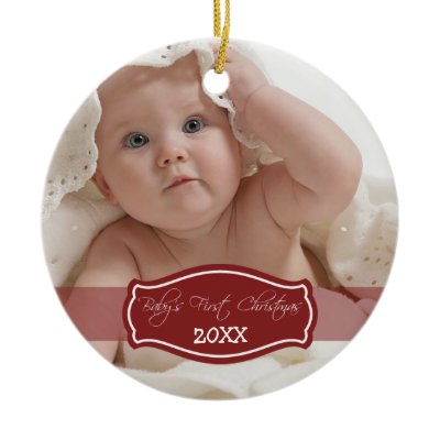 Custom Baby&#39;s First Christmas Ornament (red)