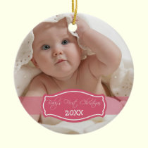 Custom Baby's First Christmas Ornament (rose) ornaments