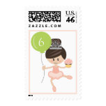 Custom Ballerina Birthday Postage Stamps Brunette