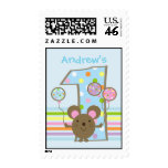Custom Balloon Mouse Blue 1st Birthday Stamps