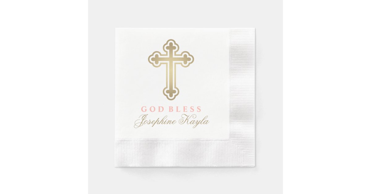 Custom Baptism Napkin Gold Cross Zazzle