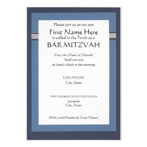 Custom Bar Mitzvah Invitations (front side)