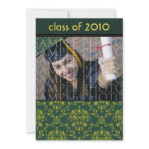 CUSTOM Baroque 5x7 Graduation Invitation (green)