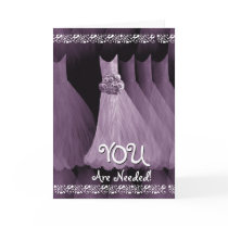 Custom Be My JUNIOR BRIDESMAID - PURPLE Gowns Cards
