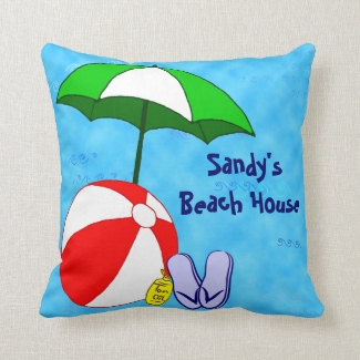 Custom Beach Umbrella and Ball Throw Pillow