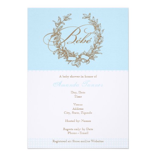 Custom Bebe - Blue French Baby Shower Invitation