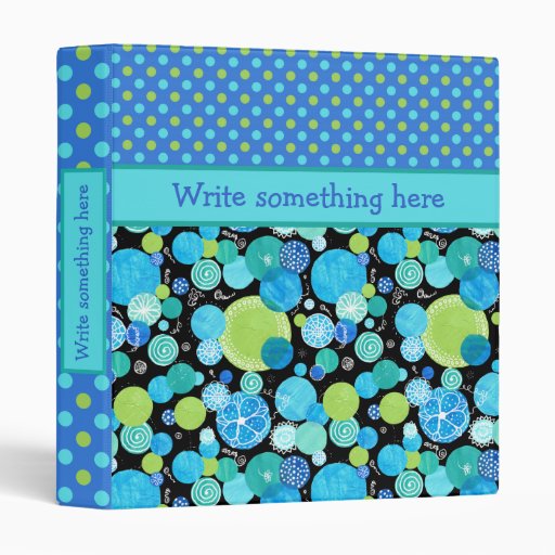 Custom Binder Quirky Blue Moons Polkas, Stripes 3 Ring Binder Zazzle