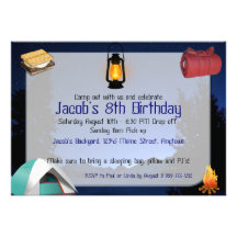 Custom Birthday Camp-Out Invitations
