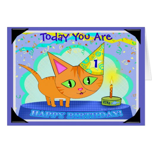 Custom Birthday Cat Greeting Card