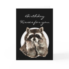 Custom Birthday Kisses for Friend Cute Raccoon card