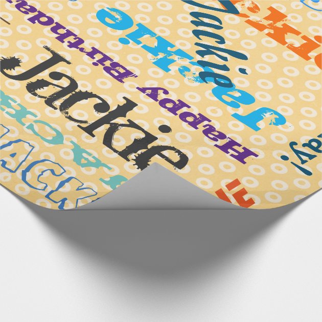 Custom Birthday Name On Orange Wrapping Paper 4/4