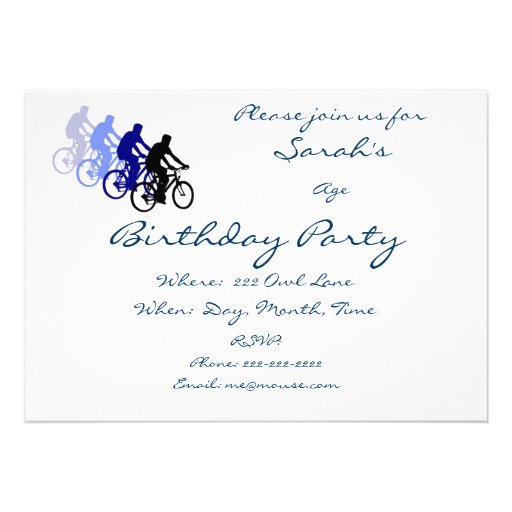 Custom Birthday Party, Bike, Cycle, Biking Custom Invites