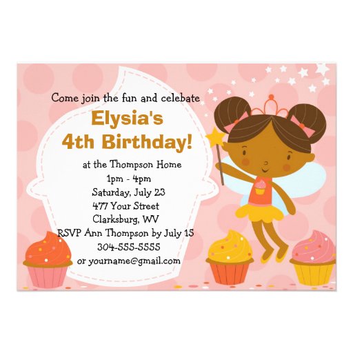 Custom Birthday Party - Faery Princess Cupcake Custom Invites