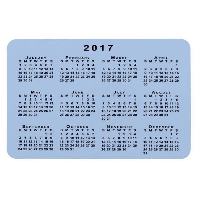 Custom Black 2017 Calendar on Light Blue Template