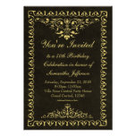 Custom Black and Gold Vintage Invitations invitations