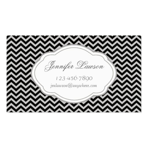 Custom Black and Gray Zigzag Business Cards (front side)