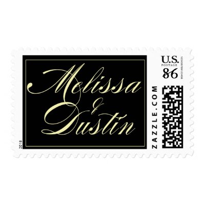Custom black and ivory with script font 85 cent postage stamp