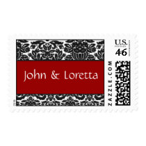 Custom black and white damask postage