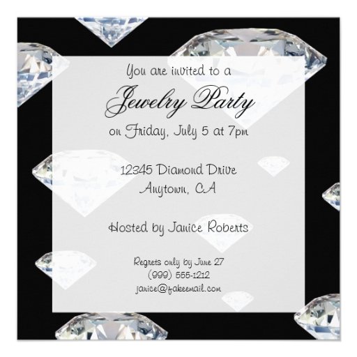 Custom Black Jewelry Party Invitations