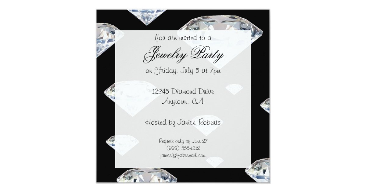 Custom Black Jewelry Party Invitations Zazzle