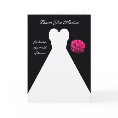 Custom Black Maid of Honor Thank You Card