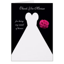 Custom Black Maid of Honor Thank You Card