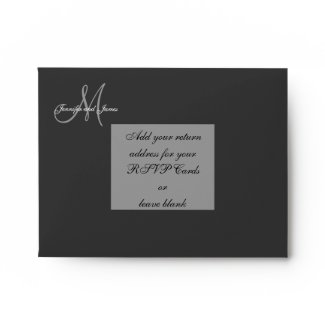 Custom Black Monogram Wedding Invitation Envelope envelope