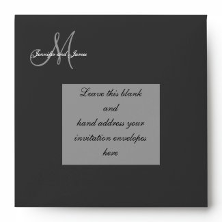 Custom Black Monogram Wedding Invitation Envelope envelope