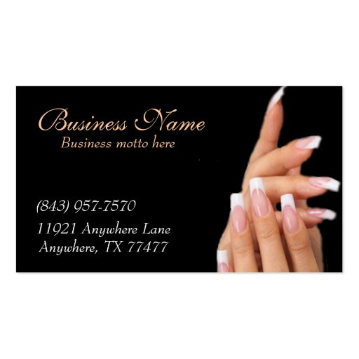 Custom Black Nail Salon Business Cards (front side)