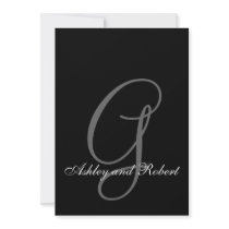 Custom Black Wedding Invitation Monogram Names
