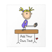 Custom Blond Girl Gymnast on Balance Beam Memo Note Pads