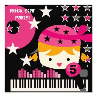 Custom Blond Girls Rock Star Birthday Invitations