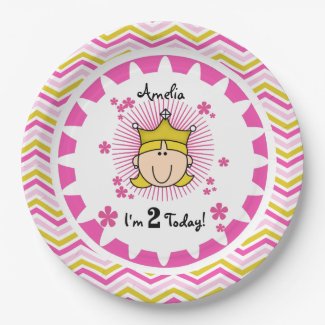 Custom Blond Princess 2nd Birthday Paper Plates 9 Inch Paper Plate