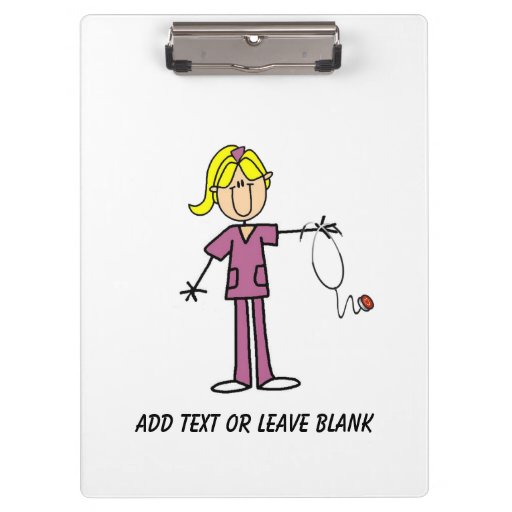 Custom Blond Stick Figure Nurse Clipboard Zazzle