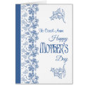 Custom Blue and White Floral Mother's Day Card