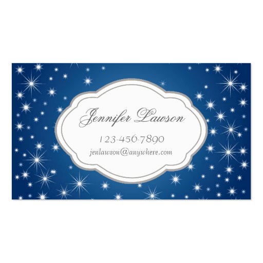 Custom Blue and White Stars Business Card Template (front side)