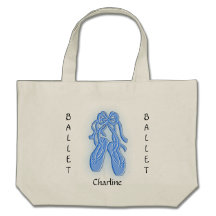 Custom Blue Ballet Shoe Tote Bag