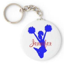 Custom Blue Cheerleader Key Chain