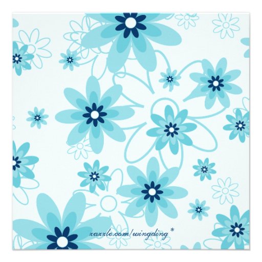 Custom Blue Daisies Square Invitations