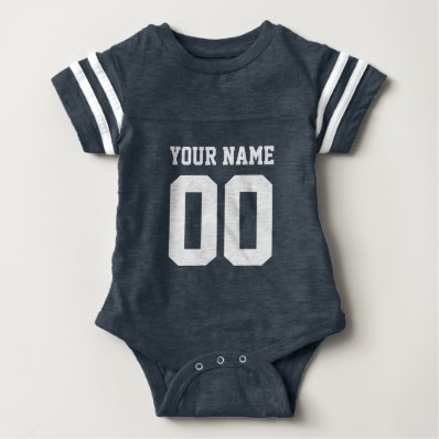 Custom blue football jersey number baby bodysuit