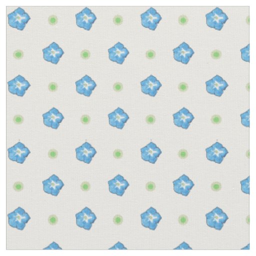 Custom Blue Morning Glory Floral Polka Dot Fabric Zazzle