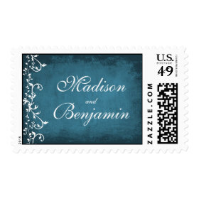 Custom Blue Swirls Wedding Postage Stamps