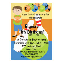 Custom Bowling Birthday Party Custom Announcement