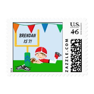 Custom Boy in Red Football Postage Stamps