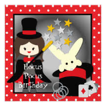 Custom Brunette Girl Hocus Pocus Birthday Invites