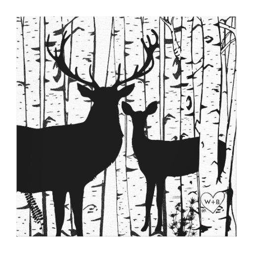 Custom Buck and Doe Deer Birch Wrapped Canvas Canvas Print Zazzle