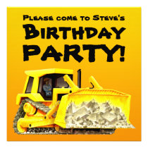 Custom Bulldozer Party Invitations